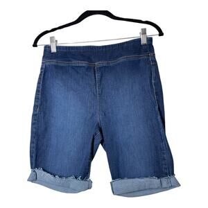 Free People We the Free Pull On Jean Shorts Bermuda 9.5" Small DIY Cut off Jort